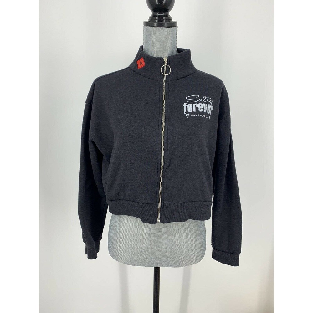 Aqua Addict Women’s L Cropped Full Zip Sweatshirt Salty Forever Surfwear
